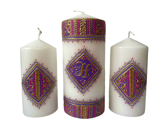 Personalised Acrylic Cone design Candles for Wedding, Nikkah, Eid Mubarak and ext.