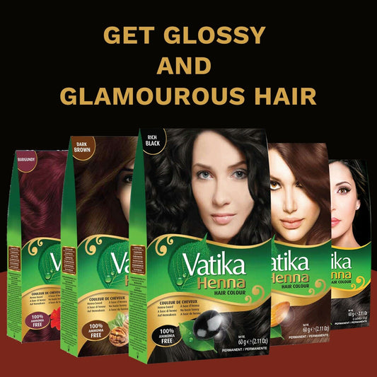 [5] Dabur Vatika Original Henna Hair Colour Powder | NO AMMONIA |- 60g (6x 10g)