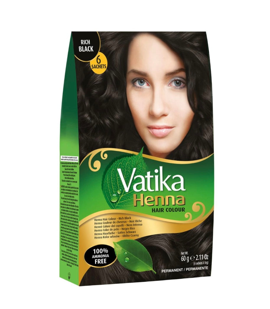 [5] Dabur Vatika Original Henna Hair Colour Powder | NO AMMONIA |- 60g (6x 10g)