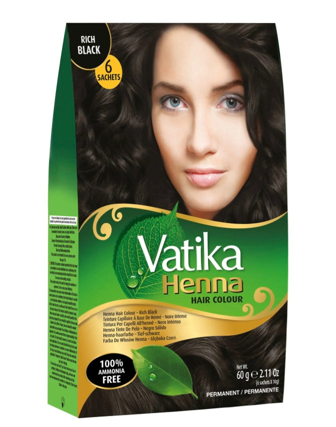 [5] Dabur Vatika Original Henna Hair Colour Powder | NO AMMONIA |- 60g (6x 10g)