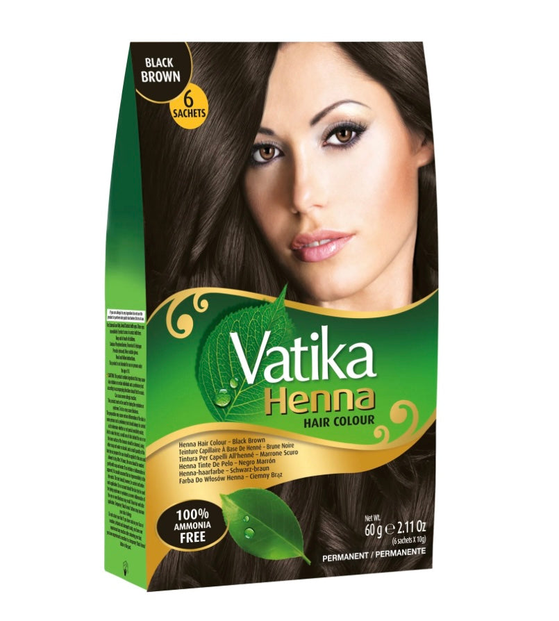 [5] Dabur Vatika Original Henna Hair Colour Powder | NO AMMONIA |- 60g (6x 10g)