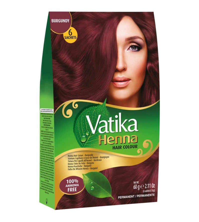 [5] Dabur Vatika Original Henna Hair Colour Powder | NO AMMONIA |- 60g (6x 10g)